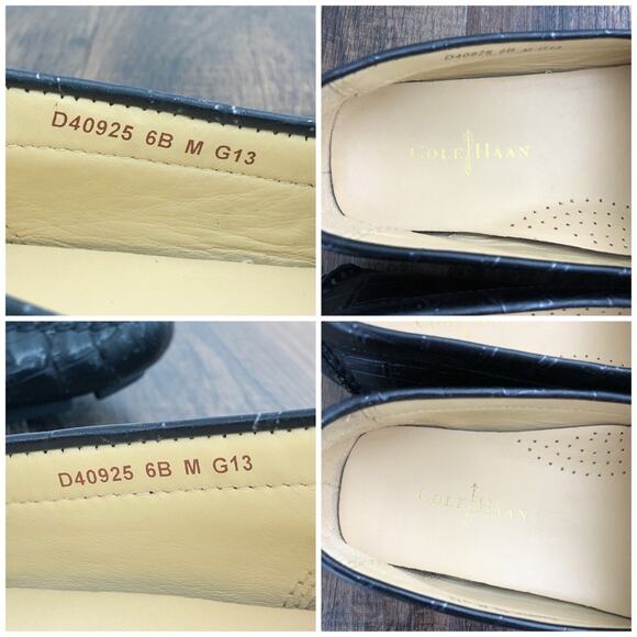 Cole Haan Driving Loafer Penny Loafer Croc Embossed Leather Trillby Size 6 Black - Picture 14 of 14